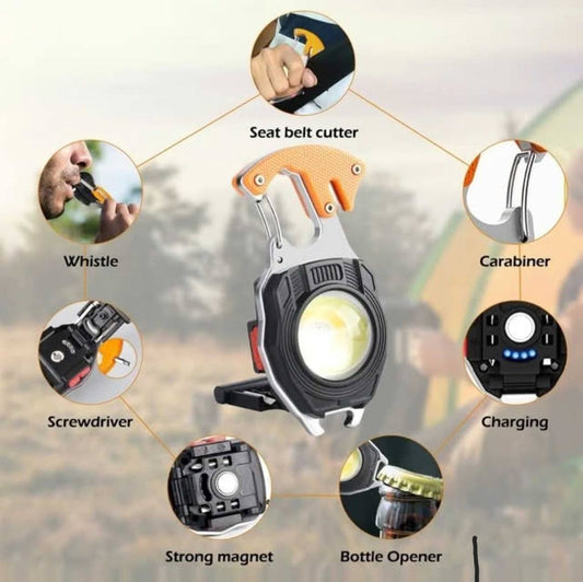 مصباح البورتكليه الحجم الكبير✅(مصباح🚨+ولاعة +شفرة+مفك براغي +مفتاح قارورات+صافرة)